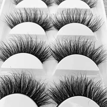 3D Mink Lashes,100% Real Siberian Mink Fur Lashes,Dramatic Cat-Eyes Look,Natural Fluffy Volume Long Wispy Totally Cruelty-Free,Reusable &Handmade Fake Eyelashes 5 Pairs (A11)