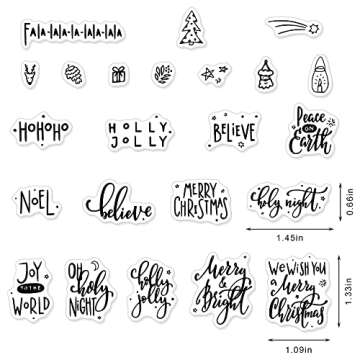 Merry Christmas Words Clear Stamps for Card Making Decorative Xmas Theme Short Blessing Words With Sentiment Transparent Silicone Stamps for DIY Scrapbooking Supplies Embossing Paper Card Album