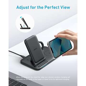 Anker Foldable 3-in-1 Wireless Charging Station with Adapter, 335 Wireless Charger, for iPhone 15/14, AirPods Pro, Apple Watch Series 1-6 (Works with Original 1m/3.3ft USB-A Cable, Not Included)
