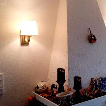 Lysed Wall Sconce Vintage Style Wall Light Fixture, Classic Wall Lamp for Indoor, Bedroom, Gold Iron Wall Lamp with Beige Fabric Shade