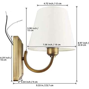 Lysed Wall Sconce Vintage Style Wall Light Fixture, Classic Wall Lamp for Indoor, Bedroom, Gold Iron Wall Lamp with Beige Fabric Shade