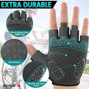 BEACE Cycling Gloves Bike Gloves Biking Gloves Half Finger Road Bike Bicycle Gloves for Men and Women-5MM Breathable Anti-Slip Shock-Absorbing Pad Gym Light Weight Mountain Bike Gloves