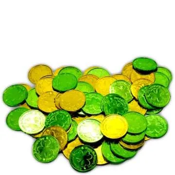 5" St Patricks Day Pot of Gold Decorations with 100 Lucky Coins - Green Pot of Gold Cauldron Plastic Bucket for Leprechaun Decorations, Green & Gold Coins Plastic by 4E's Novelty