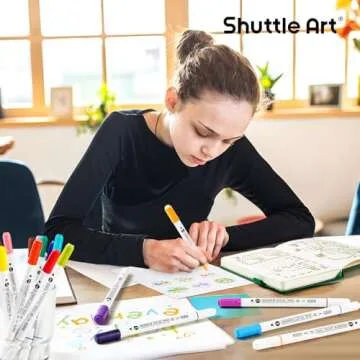 Shuttle Art 18 Colors Dual Tip Dot Marker Pens for Kids Adults, 18 Classic Colors, 0.8mm Fine Tip and Flexible Dot Tip for Journaling, DIY Crafts, Scrapbooks