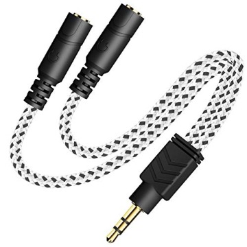 DUKABEL Headphone Splitter, Knitted 3.5mm Audio Splitter TRS 3-Pole Aux Splitter Cable for Headphone...