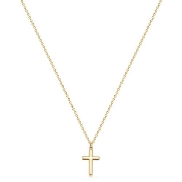 Fettero Cross Necklace Gold Faith Pendant 14K Gold Plated Dainty Chain Minimalist Simple Tiny God Lo...