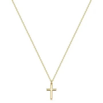 Fettero Cross Necklace Gold Faith Pendant 14K Gold Plated Dainty Chain Minimalist Simple Tiny God Lo...