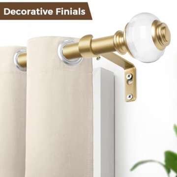 USFOOK 7/8 Inch Gold Curtain Rods for Windows 32 to 86