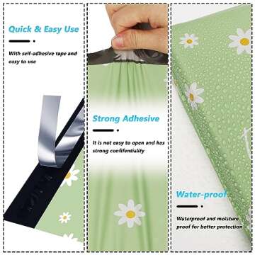Jowlroel Thank You Poly Mailer 10x13 Inch 100 Pcs, Waterproof and Tear-Resistant Shipping Bags for Clothing, Cute Mailing Bags with Self-Seal, Chrysanthemum Printed Packaging Bags for Small Business