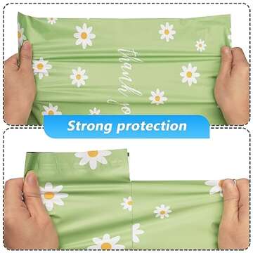 Jowlroel Thank You Poly Mailer 10x13 Inch 100 Pcs, Waterproof and Tear-Resistant Shipping Bags for Clothing, Cute Mailing Bags with Self-Seal, Chrysanthemum Printed Packaging Bags for Small Business