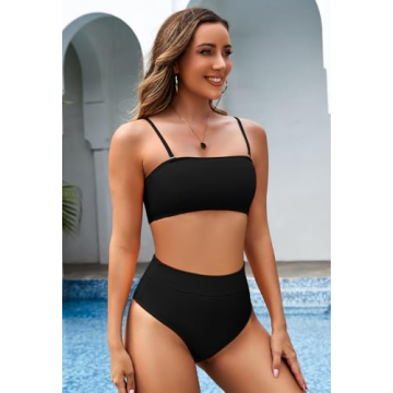 Pink Queen Women’s Removable Strap High Waist Swimwear