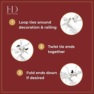 Haute Decor Decorative Garland Twist Ties, 6 Pack, 20 inches (Olive Green) - Hang Garland, Lights, Decorations