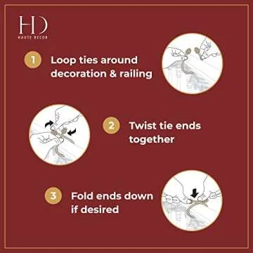 Haute Decor Decorative Garland Twist Ties, 6 Pack, 20 inches (Olive Green) - Hang Garland, Lights, Decorations