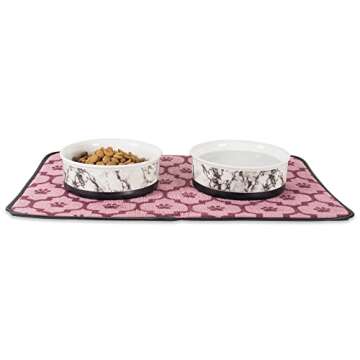 Bone Dry Pet Bowl Collection Ceramic Set, Small, Marble, 2 Count White