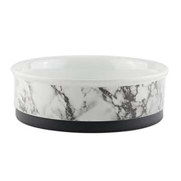 Bone Dry Pet Bowl Collection Ceramic Set, Small, Marble, 2 Count White
