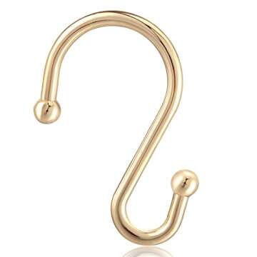 EleCharm Shower Curtain Hooks, Set of 12 Rust Proof S Shaped Decorative Shower Curtain Rings,Multi-P...