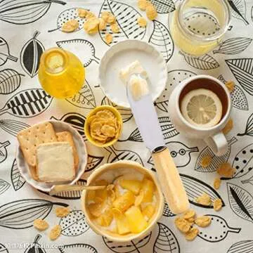 ACKLLR 5 Pack Stainless Steel Straight Edge Wide Butter Spreader with Wood Handle Deluxe Sandwich Cream Cheese Condiment Spreader Set Kitchen Tools, 4 Inches