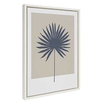 Kate and Laurel Sylvie Muted Tan and Blue Colorblock Botanical Palm Framed Canvas Wall Art by The Cr...