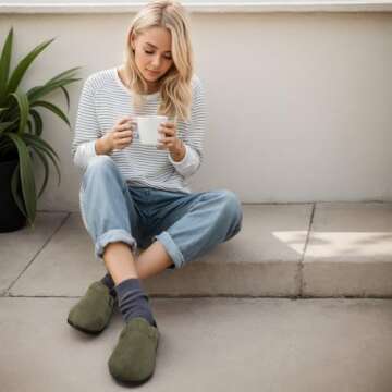 Premium Suede Leather Clogs with Cork Sole for Women