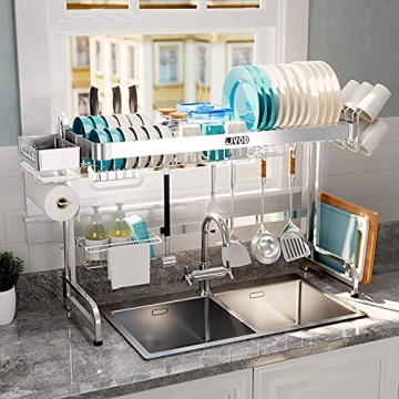 LIVOD Over Sink Dish Drying Rack with Adjustable Features