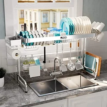 LIVOD Over Sink Dish Drying Rack with Adjustable Features