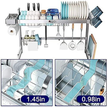 LIVOD Over Sink Dish Drying Rack with Adjustable Features