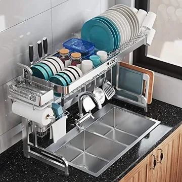 LIVOD Over Sink Dish Drying Rack with Adjustable Features