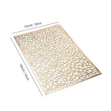 Eiyye Metallic Vinyl Recttangle Placemats Slip Heat Resistant Laminated Plastic Morden Dining Table,...