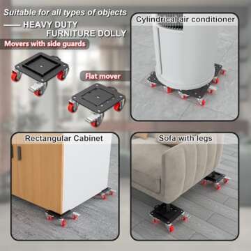 MYUEA Heavy Duty Furniture Dolly with Side Guards