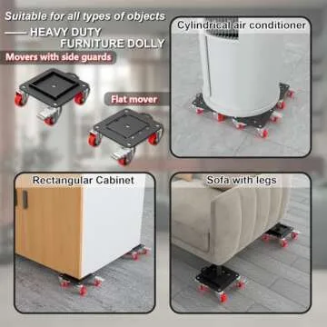 MYUEA Heavy Duty Furniture Dolly with Side Guards