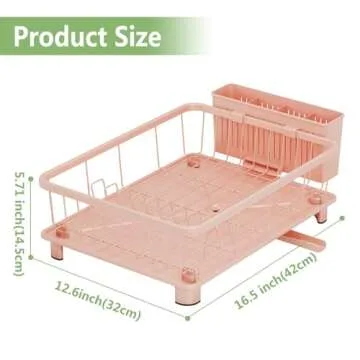Hiviweer Pink Dish Drying Rack - Space-Saving Dish Rack,Dish Racks for Kitchen Counter with Drainboard, Birthday Christmas Day Mothers Day Thanksgiving Gifts for Mom Grandma Wife Kitchen Enthusiasts