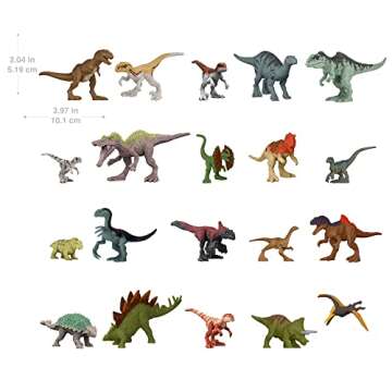 Mattel Jurassic World Dominion Minis Multipack, 20 Mini Dinosaur Toys with Authentic Designs, 1.125-...