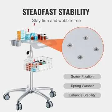 VEVOR Medical Mobile Cart, Adjustable, Rolling Utility Trolley