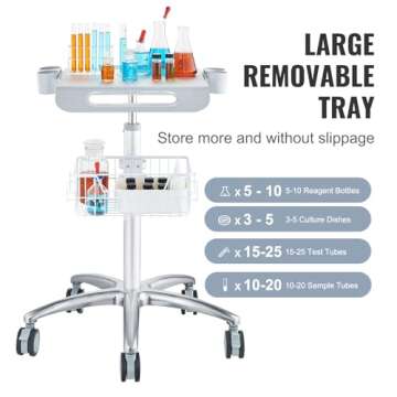 VEVOR Medical Mobile Cart, Adjustable, Rolling Utility Trolley