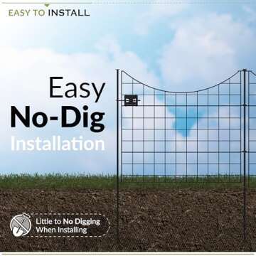 25in H (4 Fence Panels + 1 Gate) No Dig Easy Install Zippity Black Metal Fence, Decorative Fence for...
