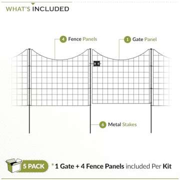 No Dig Black Metal Fence for Dogs and Gardens - Durable, Easy Install