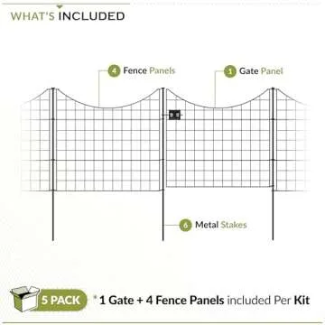 No Dig Black Metal Fence for Dogs and Gardens - Durable, Easy Install