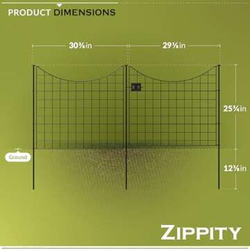 No Dig Black Metal Fence for Dogs and Gardens - Durable, Easy Install