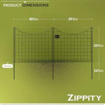 No Dig Black Metal Fence for Dogs and Gardens - Durable, Easy Install