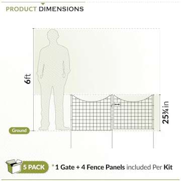 No Dig Black Metal Fence for Dogs and Gardens - Durable, Easy Install