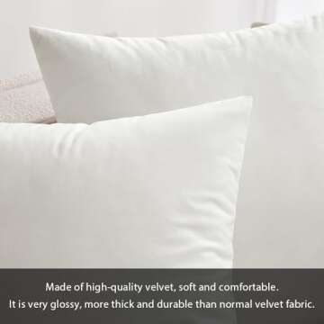 MIULEE Pack of 2 Velvet Pillow Covers Decorative Square Pillowcase Soft Solid Christmas Cushion Case for Spring Couch Sofa Bedroom Car 26x26 Inch Pure White