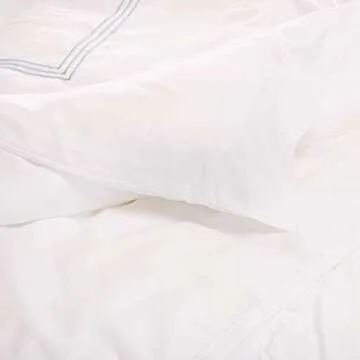 Dornick Decor King Duvet Cover Set White Blue Embroidery