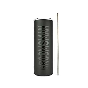 JENVIO Groomsmen Gifts | 20oz Steel Matte Black Travel Tumbler/Mug for Coffee or Cold Drinks | Groomsman Mens Bachelor Party Favors Wedding Day Valentine's Day Gift (Groomsman)