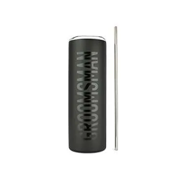 JENVIO Groomsmen Gifts | 20oz Steel Matte Black Travel Tumbler/Mug for Coffee or Cold Drinks | Groomsman Mens Bachelor Party Favors Wedding Day Valentine's Day Gift (Groomsman)