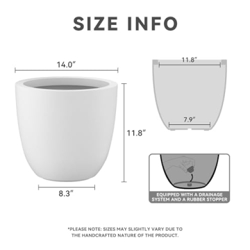 Kante 14 Inch Round Concrete Planter for Home and Garden