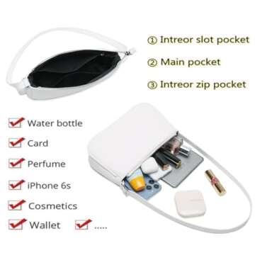 WSRYDJDL Small Purse for Women, Adjustable Shoulder Bags Crocodile Pattern Clutch Purse with Zipper Closure Retro (A White)