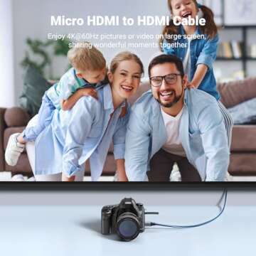 UGREEN 4K Micro HDMI to HDMI Cable 10FT, Aluminum Shell Braided 18Gbps 4K 60Hz HDR 3D ARC Compatible with GoPro Hero 7 6 5 Raspberry Pi 5 Portable Monitor Camera Nikon Yoga 3 Pro