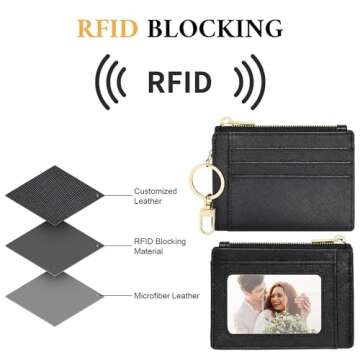 Sodsay Card Case Slim Front Pocket Wallet for Women Credit Card Holder with Keychain(CH Black)