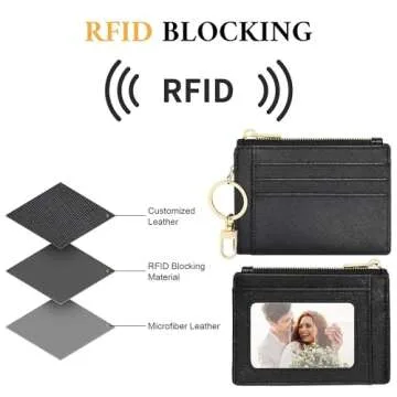 Sodsay Card Case Slim Front Pocket Wallet for Women Credit Card Holder with Keychain(CH Black)