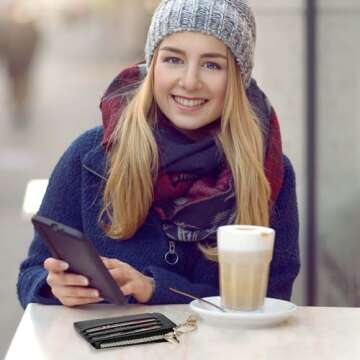 Sodsay Card Case Slim Front Pocket Wallet for Women Credit Card Holder with Keychain(CH Black)